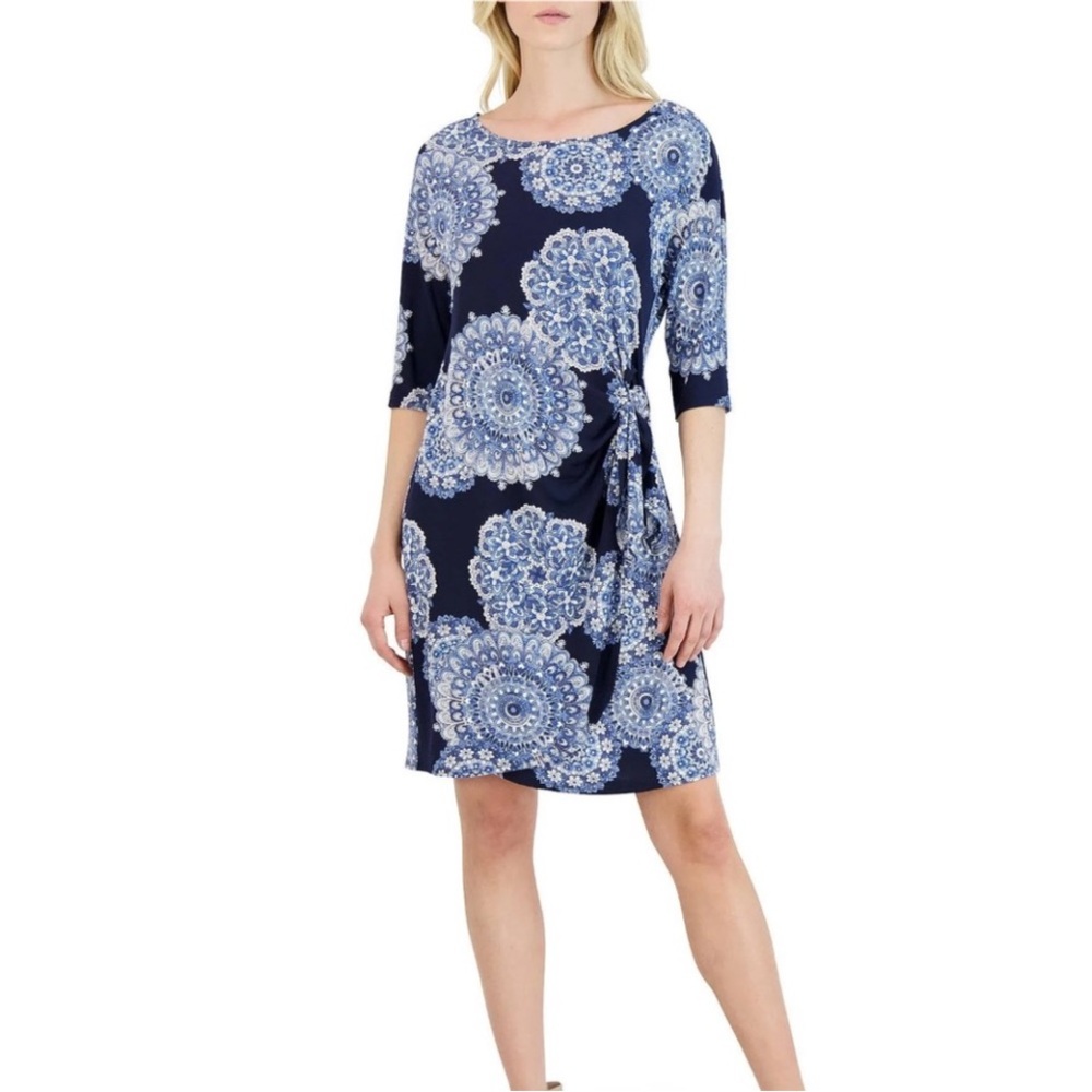 Robbie Bee Wrap Style Sheath Dress- Size M